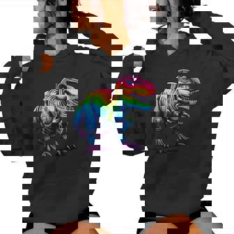 Rainbow T-Rex Dinosaur Lovers Tyrannosaurus Rex Rainbow Women Hoodie - Thegiftio