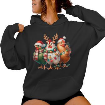 Retro Chicken Christmas Merry Xmas Frohe Weihnachten Kapuzenpullover für Damen - Geschenkecke