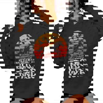 Retro Easily Distracted By Birds And Horses Equestrian Rider Women's Hoodie | Mazezy