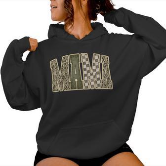 Retro Mama Camo Checkered Cute Mom Mama Vintage Women Women Hoodie | Seseable UK