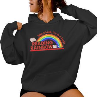Retro Rainbow Take A Look It's In A Book Reading Bookworm Women Hoodie - Monsterry