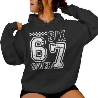 Retro Six Seven Numbers Clever Humor 6 7 Meme Womens Women Hoodie - Thegiftio UK