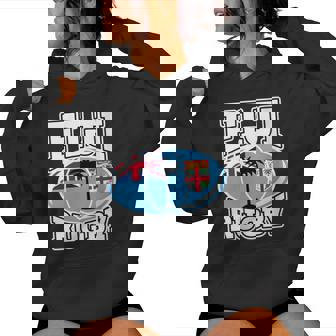 Rugby Ball With Palm Tree Fiji Flag Fijian Pride Women's Hoodie | Mazezy