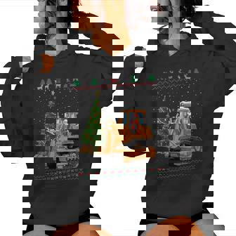 Santa Driving Bulldozer Christmas Construction Ugly Sweater Women's Hoodie | Mazezy