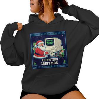 Santa's Tech Support Rebooting Christmas Retro Women Women Hoodie - Thegiftio UK