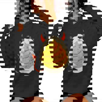 Satanic Deviled Egg With Horns & Tail And Paprika Filling Women's Hoodie | Mazezy