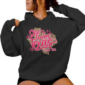 She's From Texas I Can Tell Retro Leopard Texas Girl Women Hoodie - Thegiftio UK