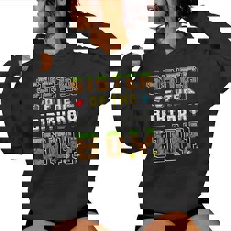 Sister Of The Birthday Boy Gamer Pixel Birthday Matching Women Hoodie | Seseable UK