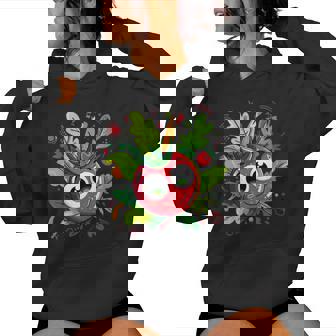 Smiling Tomato With Leafy Background Art Women's Hoodie | Mazezy