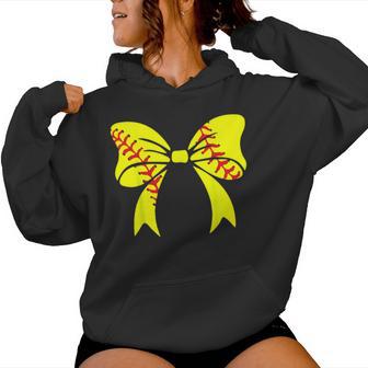 Softball Bow Softball Player For Women Mom Girl Women Hoodie - Thegiftio UK