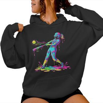 Softball Player Girl Ice Cream Softball Drip Women Hoodie - Thegiftio UK