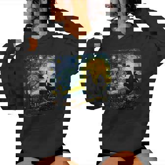 Starry Night Van Gogh Farmer Chicken Rooster Graphic Women Hoodie | Mazezy