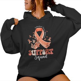 Support Squad Peach Ribbon Butterfly Endometrial Cancer Women Hoodie - Thegiftio UK