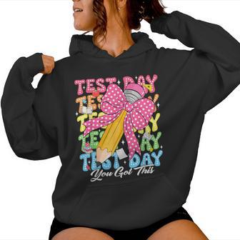 Test Day You Got This Coquette Bow Pencil Teacher Student Women Hoodie | Mazezy