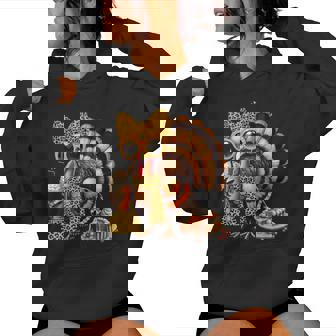 Turkey Drinking Coffee Thanksgiving Bow Turkey Day Women Hoodie - Monsterry