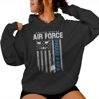 US Air Force Proud Papa Flag American USAF Family Matching Women's Hoodie | Mazezy