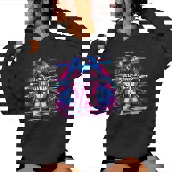 Vaporwave Aesthetic Sad Anime Girl Tee Otaku Glitch Art Tank Top Women's Hoodie | Mazezy