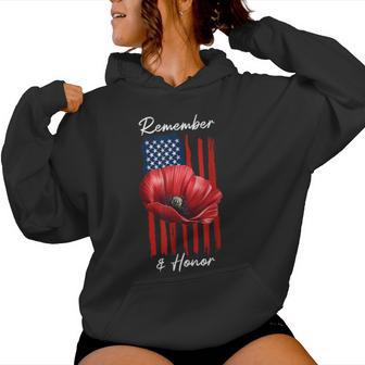 Veterans Day Usa Memorial Day Red Poppy Flower Military Women Hoodie | Mazezy