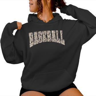 Vintage Camo Game Day Baseball Season Team Sports Mom Women Hoodie | Mazezy