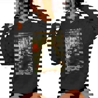 Vintage Japanese Cat Book Lovers Librarian Cat Dad Teacher Women Hoodie | Seseable CA