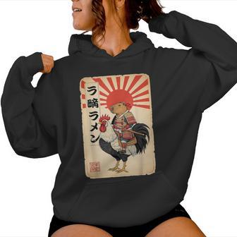 Vintage Japanese Samurai Capybara Rooster Chicken Anime Women Hoodie - Thegiftio