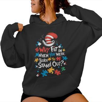 Why Fit In Doctor Teacher Cat In Hat Cool Autism Awareness Women Hoodie - Monsterry