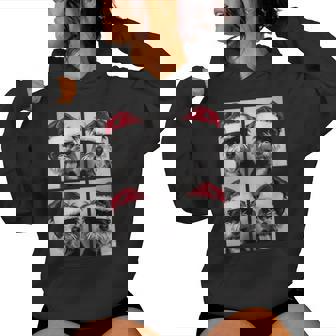 Yorkshire Terriers With Sunglasses Santa Hat Christmas Dogs Women Hoodie - Monsterry