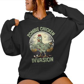 Zombie Chicken Invasion Halloween Women Hoodie - Thegiftio UK