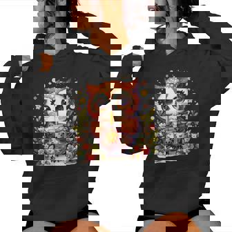 フクロウ ドリンク ボバ ティー ボヘミアン 羽 女の子 花 ニューエイジ レディースパーカー - Kawaiitshirt