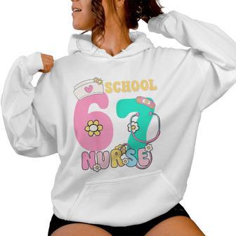 67 Meme School Nurse Pastel Retro Women Hoodie - Thegiftio UK