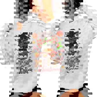 African American Merry Christmas Black Xmas Afro Puff Women Women Hoodie | Seseable CA