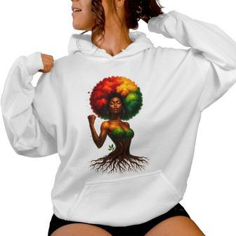 Afro Tree Woman Black Queen Melanin Roots Pride African Girl Women Hoodie - Monsterry