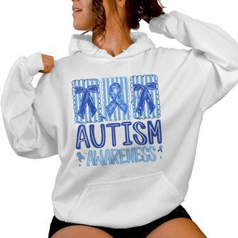 In April We Wear Blue Autism Awareness Coquette Bow Women Women Hoodie | Seseable UK