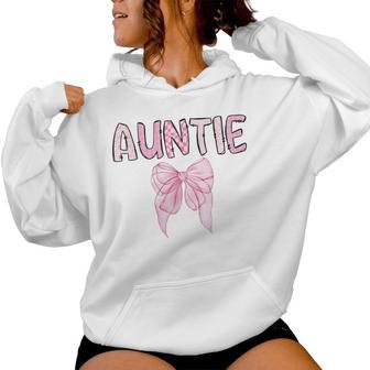 Auntie Birthday Girl Matching Coquette Pink Bow Women Hoodie | Seseable FR