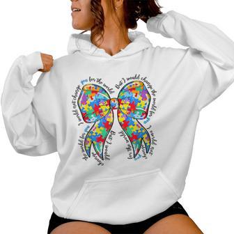 Autism Coquette Bow Puzzle Autism Awareness Proud Autism Mom Women Hoodie | Seseable UK