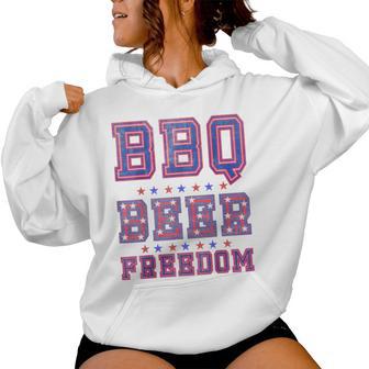Bbq Beer Freedom シャツ ビンテージ レディースパーカー - Kawaiitshirt