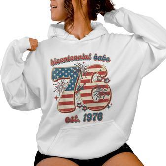 Bicentennial Babe 50Th Birthday Vintage 1976 Flag Women Hoodie - Thegiftio