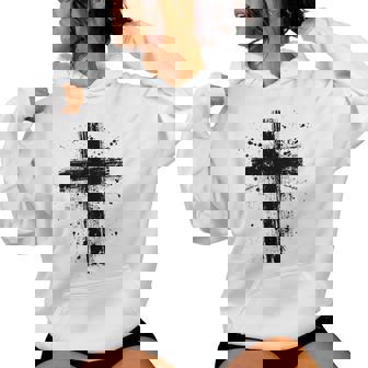 Black Christian Cross Y2k Distressed Graphic Women Hoodie - Thegiftio