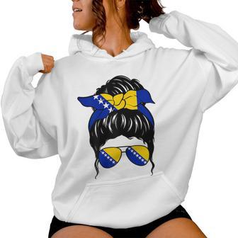 Bosnian Girl Bosnia And Herzegovina Flag Proud Bosnian Woman Women Hoodie - Thegiftio UK