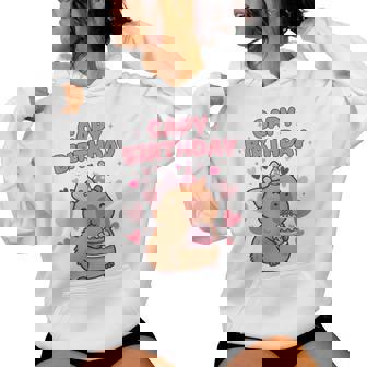 Capybara Birthday Girl Cute Capybara Animal Lovers Bow Party Women Hoodie | Seseable CA