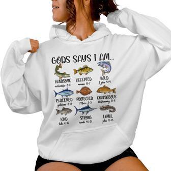 Christian Fishing God Say I Am Youth Boy Jesus Fishing Faith Women Hoodie - Thegiftio UK