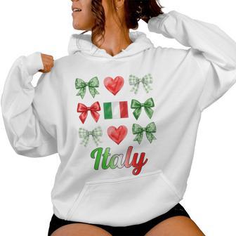 Coquette Bow Italian Flag Italy Hearts Cute Girls Women Hoodie | Mazezy
