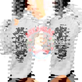 Cute Arkansas Girl In Flag Dress With Blossoms For Kids Women's Hoodie | Mazezy