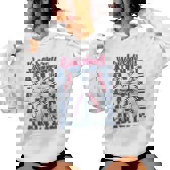 Cute Baseball Auntie Aunt Baseball Bow Biggest Fan Sports Women Hoodie - Monsterry