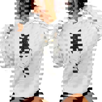 Cute Black Cat Pocket Cat Mom Cat Dad Cat Lover Women Hoodie | Seseable FR