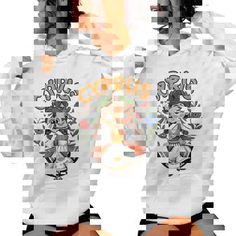 Cute Cyprus Girl In Folk Dress With Laurel Leaves For Kids Women's Hoodie | Mazezy