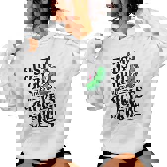 Cute Just A Girl Who Loves Pickles And Crime Halloween Women Hoodie - Thegiftio