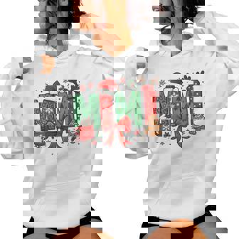 Cute Mimi Reindeer Merry Christmas Candy & Santa Hat Grandma Women Hoodie | Mazezy