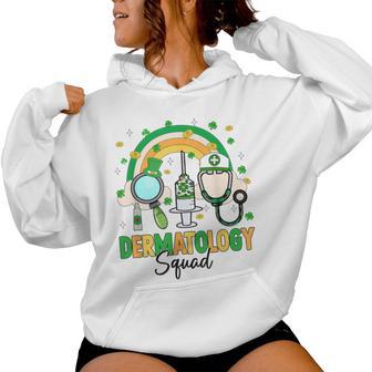 Dermatology Squad Dermatologist Rainbow St Patrick's Day Women Hoodie | Mazezy