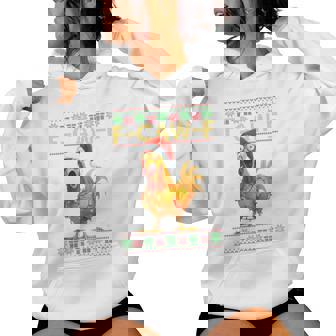 F-Caw-F Chicken Humor Rooster Christmas Ugly Sweater Tri-Blend Women Hoodie | Seseable CA